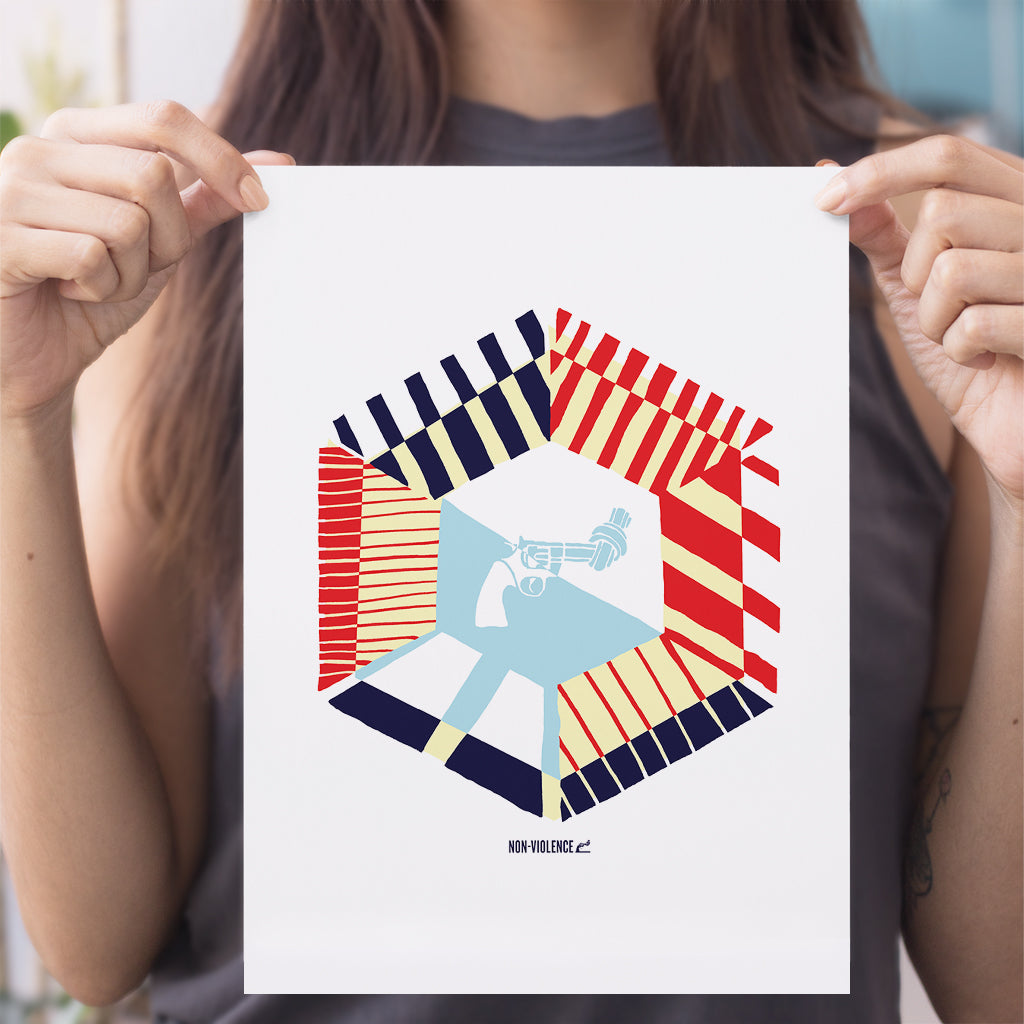Non-Violence Project Stripe Knotted Gun A4 Print