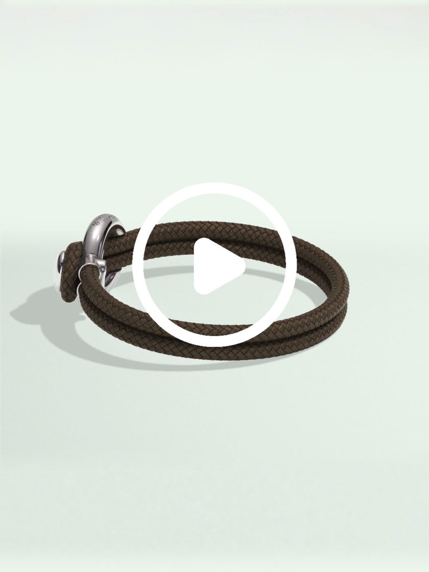 Imagine bracelet brown nylon by Orrling in a top view created in collaboration with the Non-Violence Project.